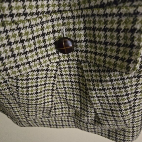 Talbots Plussize Green Plaid Wool Blend Leather Button Academia Blazer Size 22w - Picture 4 of 6